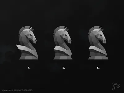 GoodRich | Logo Design animal design black chess chips goodrich horse logo investing investment logo low poly marketplace polygonal sports tokens
