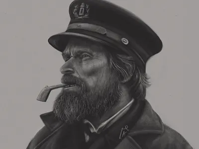 Portrait of Thomas Wake adobe adobefresco beard hat pipe the lighthouse willem dafoe