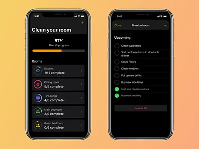 Clean Your Room cleaning dark mode design challenge spring cleaning to do to do app to do list ui user interface ux