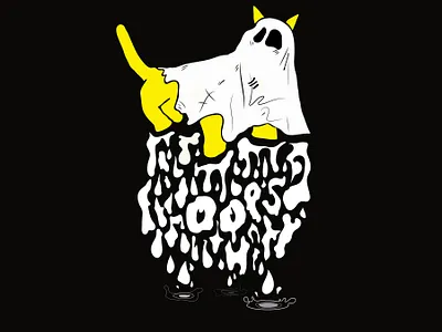 Oops Cat adobe illustrator black cat character design digital art dripping flat ghost illustration illustrator meow oops spooky stupid vector