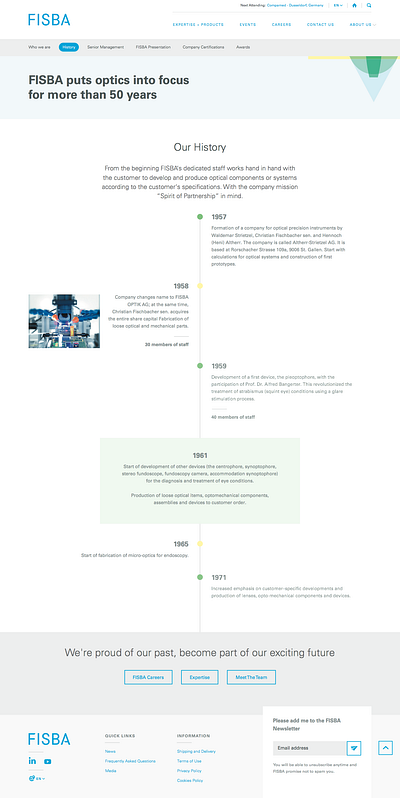 FISBA History and web layouts design web website