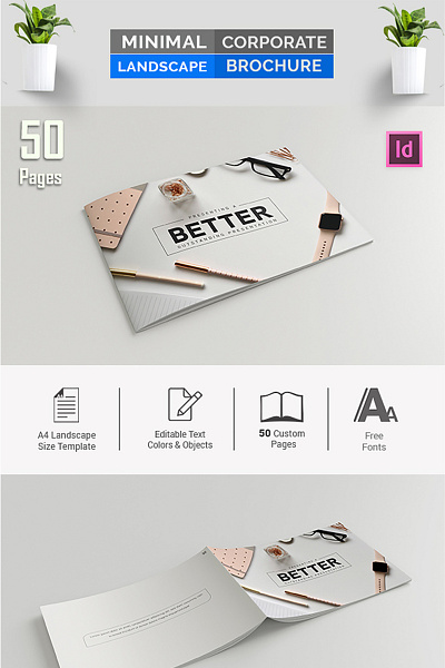 Minimal Corporate Landscape Brochure Identity Template a4 size agency brand brochure brochure design brochure template business company corporate creative design download illustraion indesign template landscape design minimalist modern portfolio premium design template