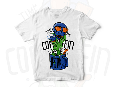 Time for Coffin Break - he says! Illustration set it was. Pic 1 branding card design helloween illustration logo vector