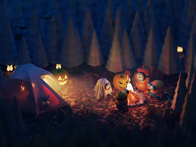 Spooky Minnion Camp b3d lowpoly isometric gameart