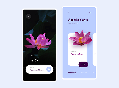 Exclusive store aquatic plants app dark flowers mobile plant store ui ui ux ui ux design ux webdesign