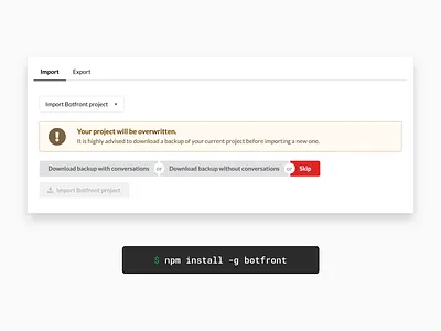 Botfront Import Export ai artificial intelligence bot botfront chat chatbot conversation desktop entity export import intent linking natural nlu open source open source rasa utterance web app