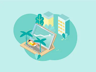 Illustration for Gromia | 2 digital design digitaldesign forest garden graphic design homepage house illustration lightblue rental