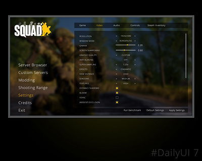 Daily UI #007 - Video Game Settings dailyui game interface settings