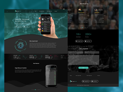 CryptoCurrency Landing clean creative crypro appp crypto crypto currency crypto exchange crypto wallet cryptocurrency dark ui design fresh green landing landing page landingpage ui ui ux ux web website