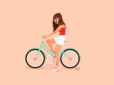 Summer Days bicycles digital art digital artist digital illustration drawing people graphic artist illustration digital illustrator procreate procreate art summer party
