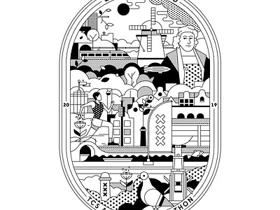 Mizuno Merchandise for TCS Amsterdam Marathon adobe artwork branding campaign drawing dribbble dutch flatdesign illustration illustrator japan japanese line linework marathon merchandise osaka rembrandt sports vector