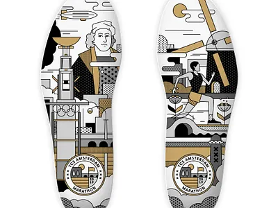 Mizuno Merchandise for TCS Amsterdam Marathon amsterdam art brand design flatdesign identity illustration insole japanese linework logo marathon merch merchandise mizuno rembrandt running shoe shoes type
