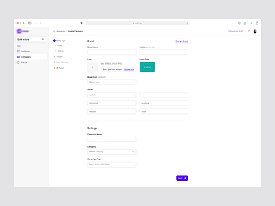 Campaign Creation Page for Lead Generation SaaS app design brand campaign lead lead generation saas ui design