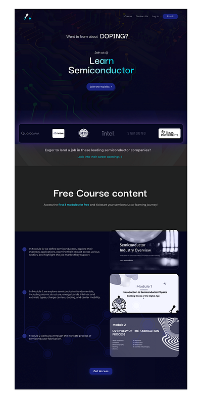 Learn Semiconductor edtech elearning interactivedesign learningplatform minimaldesign modernui sciencetech semiconductor techeducation uiuxdesign uxcasestudy webdesign