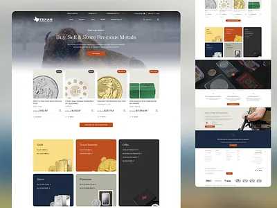 Texas Precious Metals – Enhanced Ecommerce Experience cart checkout clean ecommerce homepage landing precious metals premium texas ui web webshop