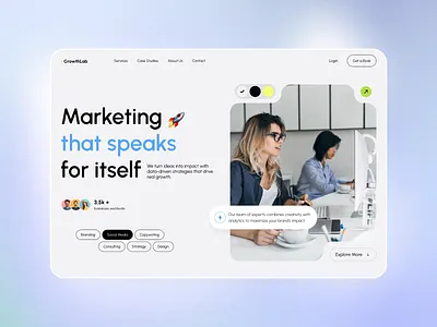 GrowthLab - Marketing Agency Website animation dark landing lp marketing motion graphics ui web white