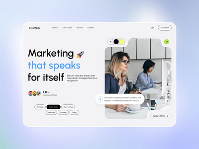 GrowthLab - Marketing Agency Website animation dark landing lp marketing motion graphics ui web white