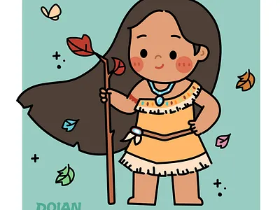 Pocahontas cute art girl illustration illustrations