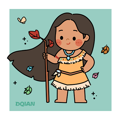 Pocahontas cute art girl illustration illustrations