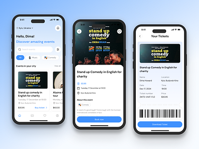 Event Booking App app booking concert date design event event app events festival minimalist mobile mobile app mobile design ticket ticket app ui ux