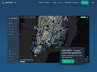 GISCARTA no-code GIS – Enterprise page analytic cartography dashboards data viz design geo geography gis gis applications graphic design interactive map interface map spatial ui ux visualization web design