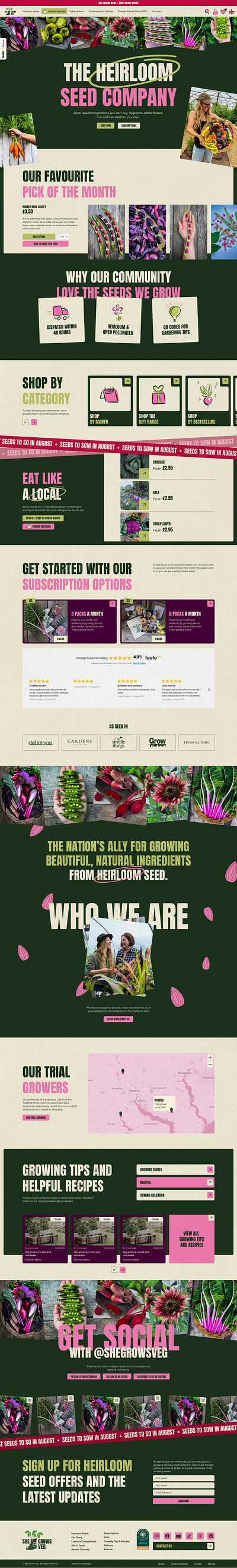 Landing page of a Seed Company