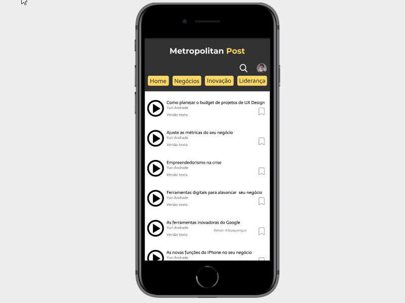 Tela responsiva Metropolitan Post responsive design ui