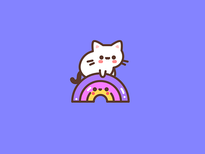 Over the Rainbow animal cat character cute design flat icon illustration illustrator kawaii kitten rainbow vector