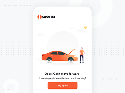 No Internet 404 app app design car cardekho design app error screen illustration internet error ios app design no internet warning