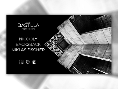 Club Bastilla Opening Event Cover Designs - Black Series artwork cover design design electronic music music art music artwork promotional design promotional material social media design typography
