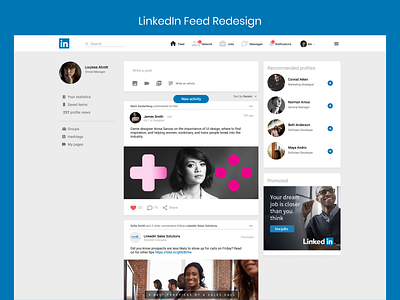 LinkedIn UI Feed Redesign adobe xd app app design blue interface feed design feed ui figma interface design linkedin social media social media design startup ui ui design ui inspiration ux ux design web design