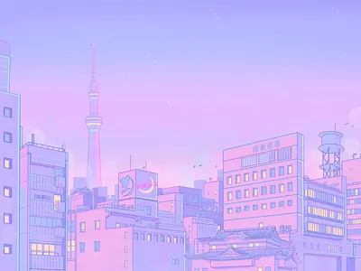 Sailor City 80s aesthetic anime illustration japan japanese japanese art pastel sailormoon ukiyo e