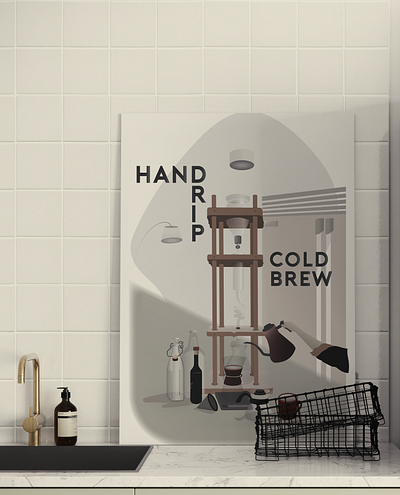 Hand Drip Cold Brew coffee editorial art editorial design illustration vectorart