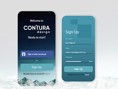 SignUp■ app app design company branding contura dailyui design mobile mountains sign up ui uxui web