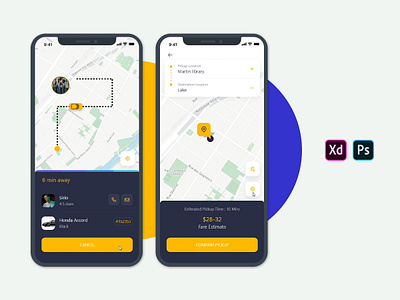 Interaction of Booking a Taxi! animation app design illustration iphone material photoshop prototype prototype animation taxi travel ui ux xd