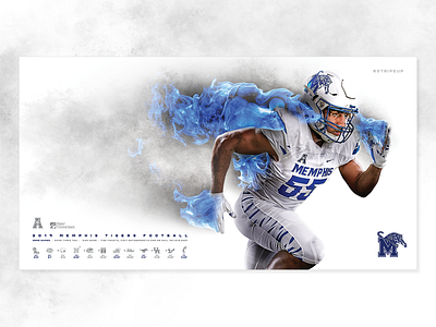 Memphis Tigers Football 2019 blue flame football memphis poster stripeup tigers