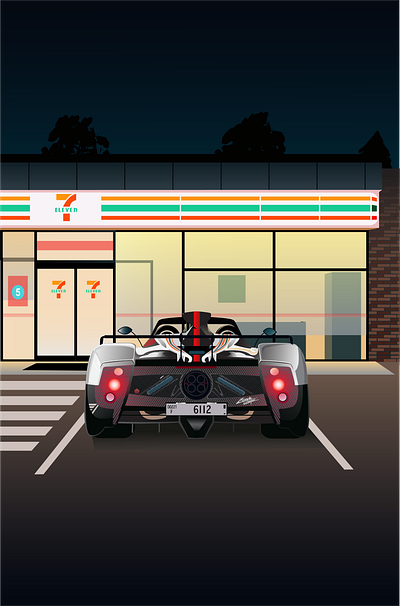 Pagani Zonda adobe adobe creative cloud adobe creative crowd adobe illustrator carbon fiber cinque convenience store gas station hypercar illustration illustrator illustrators instagram pagani pagani zona cinque pagani zonda zonda