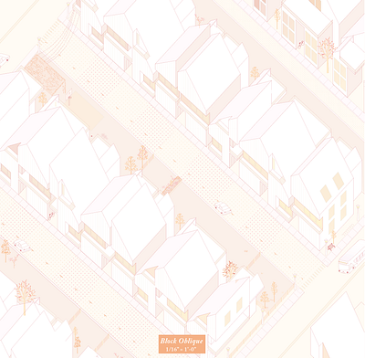 Oblique Block Drawing architecture color graphic design illustration illustrator monochromatic representation