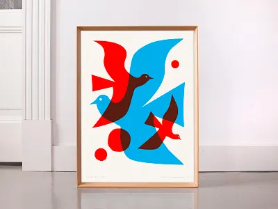 Bird Trio Poster for Sale 3 bird design illustration logo overlay poster print sale screenprint typography