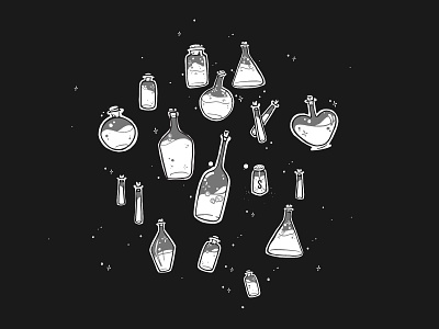 Potions bottles design helen oldham illustration illustrator potions sparkles