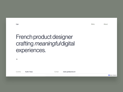 Ugo Olsak Portfolio Home Page landing minimal minimalist portfolio portfolio page ux ui webflow