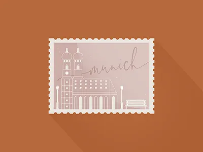 Weekly Warm-Up - Munich Stamps church dribbbleweeklywarmup frauenkirche germany grandmother illustration munich roses stamps swing typography vector weeklywarmup