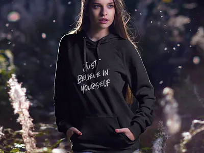 Believe in Yourself Hoodie Sweatshirt Design ecommerce graphic designer landing page design motivation t shirt design