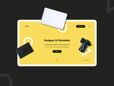 Portfolio hero adobe xd agency black clean designer filmmaker forms geometric hero illustrator landingpage minimalist photoshop portfolio shape showcase webdesign yellow