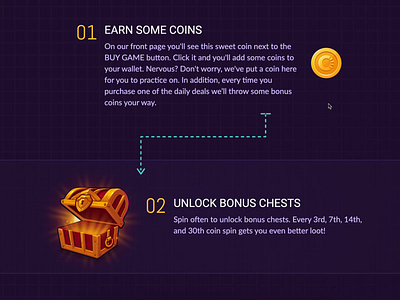 How Coins Work Interaction animation chest chrono.gg coin css game gaming html illustration js reward spin ui web design