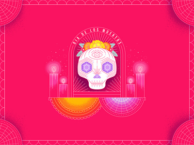 Dia De Los Muertos candles day of the dead dia de muertos illustraion monoline ofrenda sugar skull texture vector