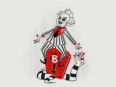 B is for BETELGEUSE abc of horrors beetlejuice character design illustration retro sand worm tim burton vintage