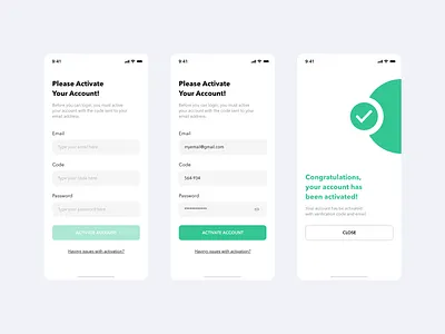 Account Activation account activation design email design green ios app ios application ios apps mobile app mobile app design mobile design mobile ui settings settings ui uidesign uiux uiuxdesign uxdesign web