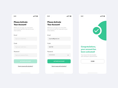 Account Activation account activation design email design green ios app ios application ios apps mobile app mobile app design mobile design mobile ui settings settings ui uidesign uiux uiuxdesign uxdesign web