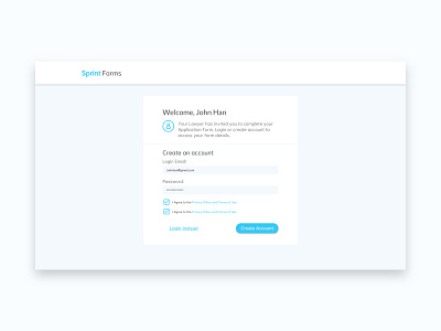 SprintForms - Client Flow dashboard dashboard ui design form forms login login form sign up signup software software design ui ux web web design website